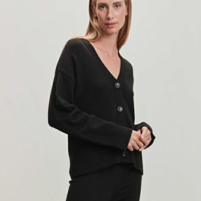 Naisten Vaatteet Davida  | Davida – V-Neck Wide Neuletakki, Black